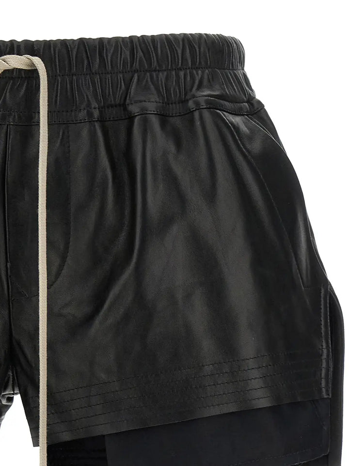 Rick Owens Black Lamb Leather Bermuda Shorts