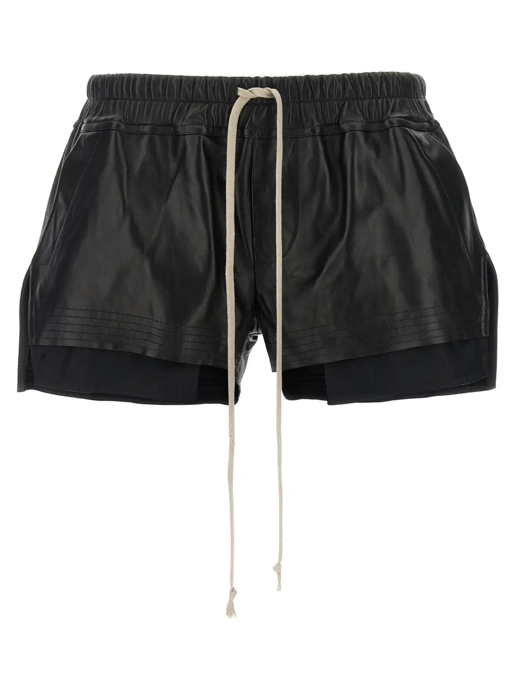 Rick Owens Black Lamb Leather Bermuda Shorts