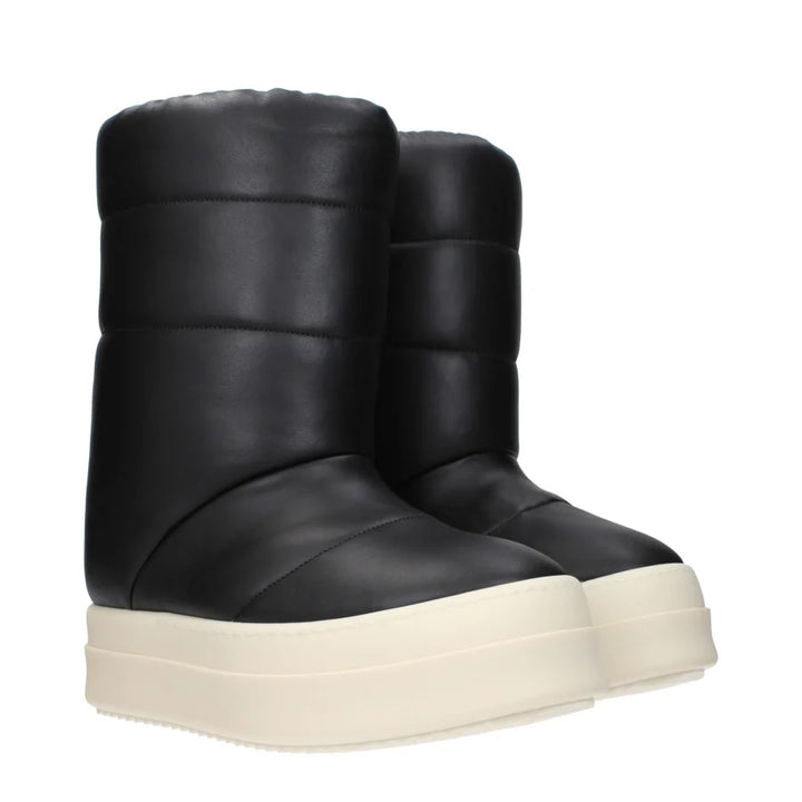 Rick Owens Black Leather Ankle Boots