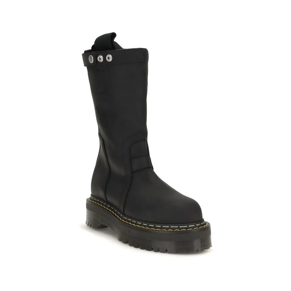 Rick Owens Black Nubuc Leather Lace-up Boots