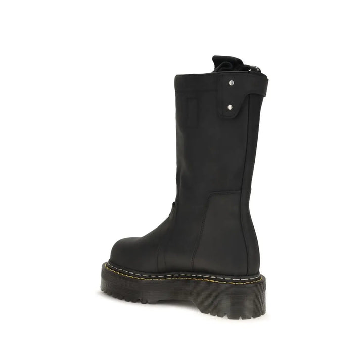 Rick Owens Black Nubuc Leather Lace-up Boots