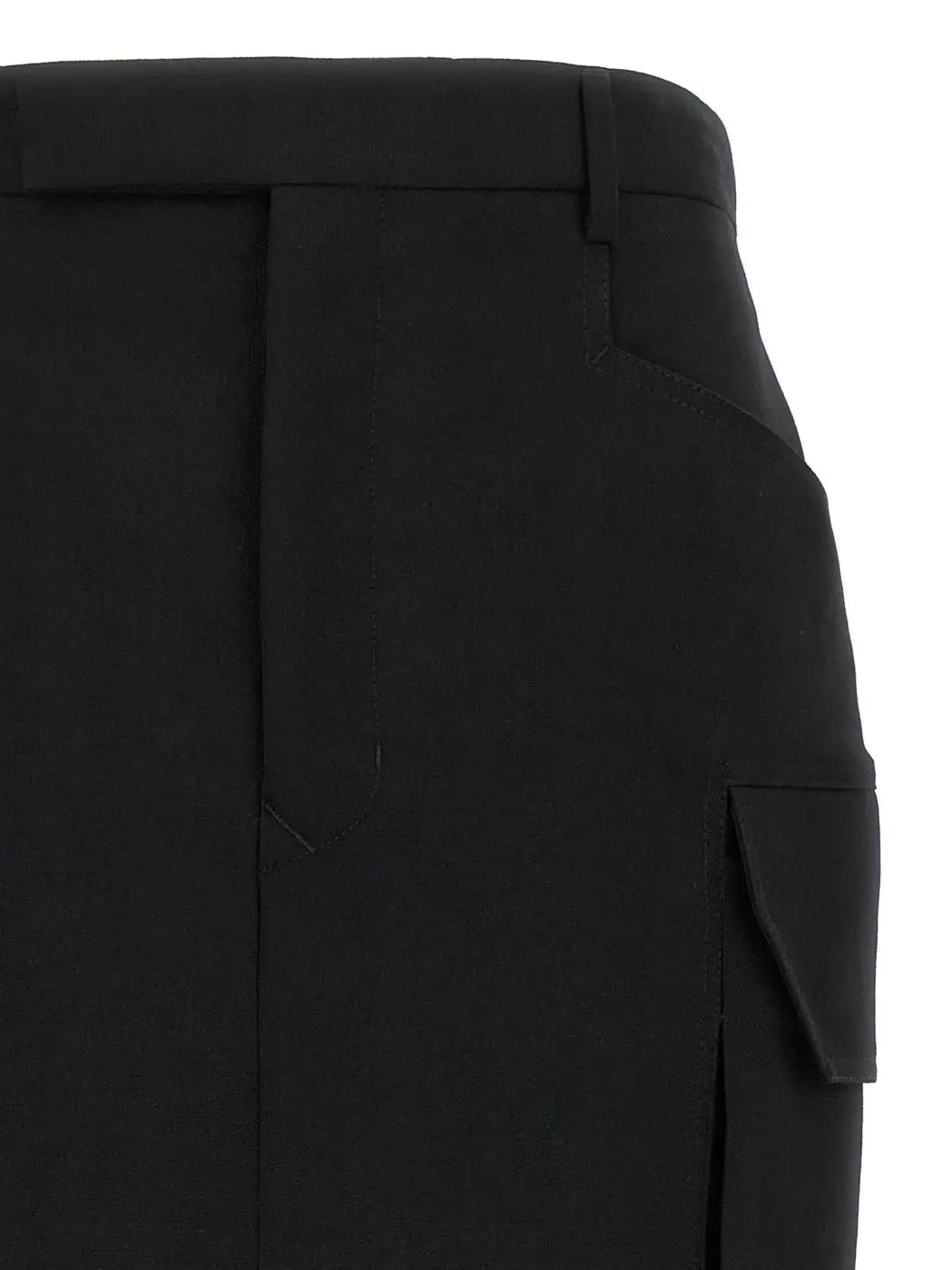 Rick Owens Black Wool Midi Skirt