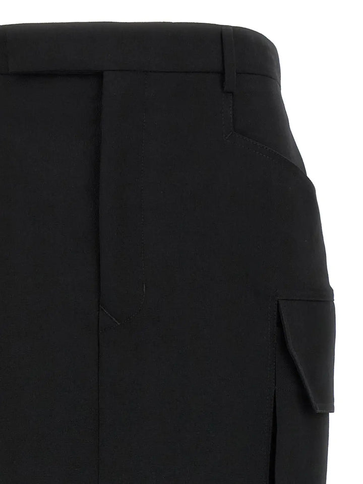 Rick Owens Black Wool Midi Skirt