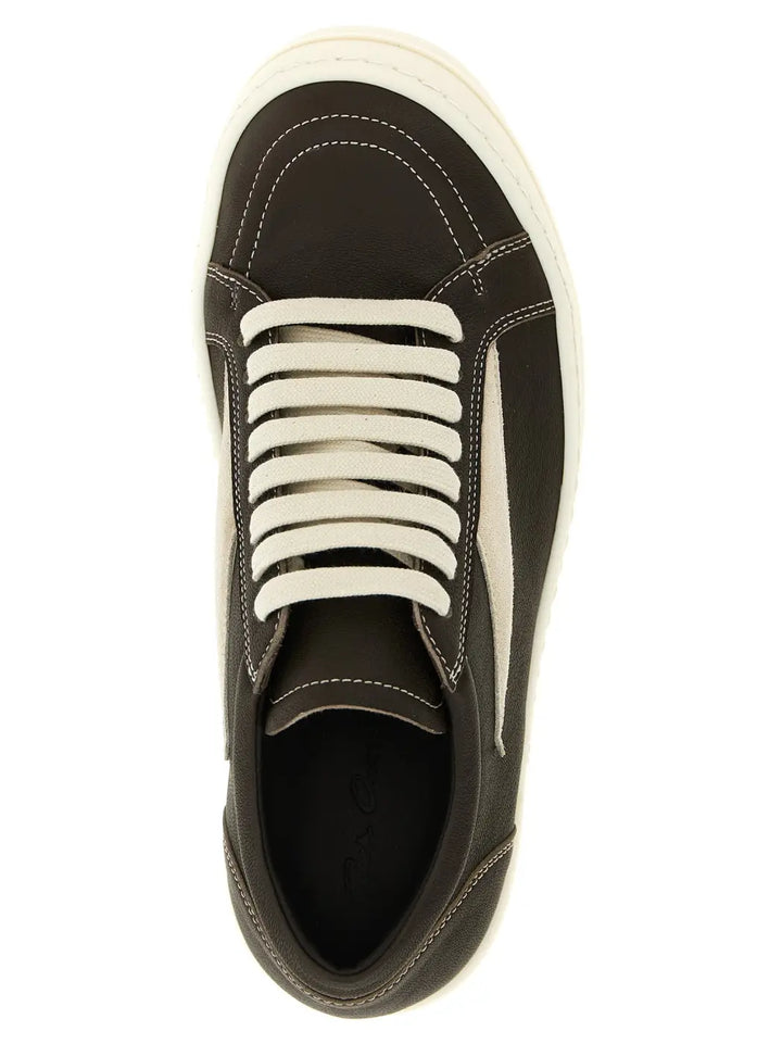 Rick Owens Brown Lamb Leather Low Top Sneakers