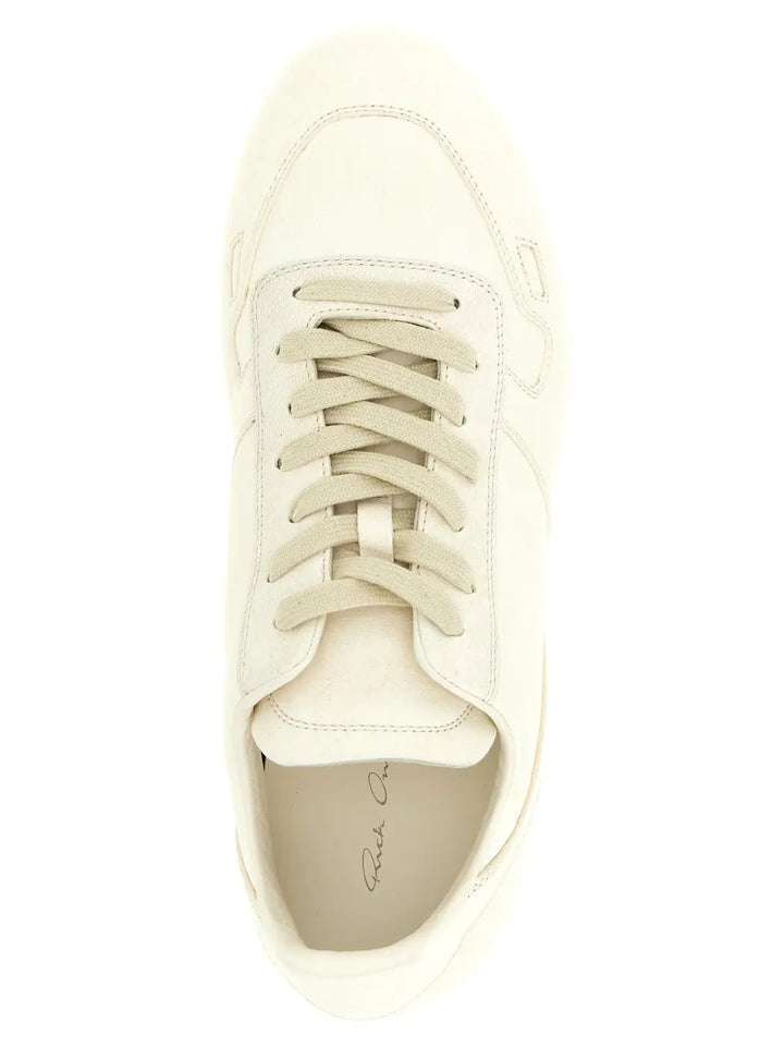 Rick Owens White Lamb Leather Low Top Sneakers