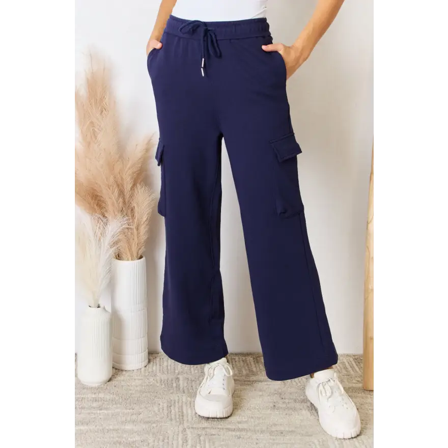 Effortlessly Chic Drawstring Relaxed Cargo Wide Leg Pants Clothing bottoms Trendsi