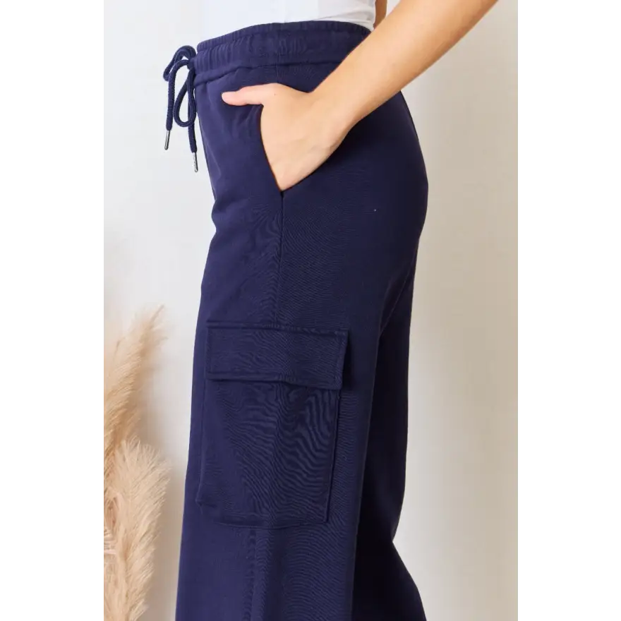 Effortlessly Chic Drawstring Relaxed Cargo Wide Leg Pants Clothing bottoms Trendsi