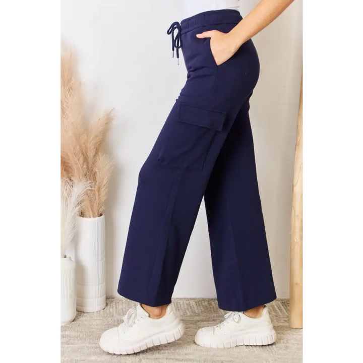 Effortlessly Chic Drawstring Relaxed Cargo Wide Leg Pants Clothing bottoms Trendsi
