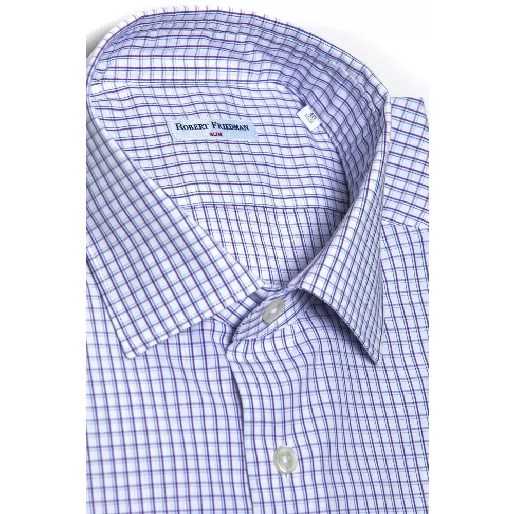 Robert Friedman Burgundy Cotton Men Shirt