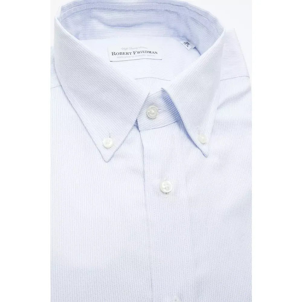 Robert Friedman Light Blue Cotton Men Shirt
