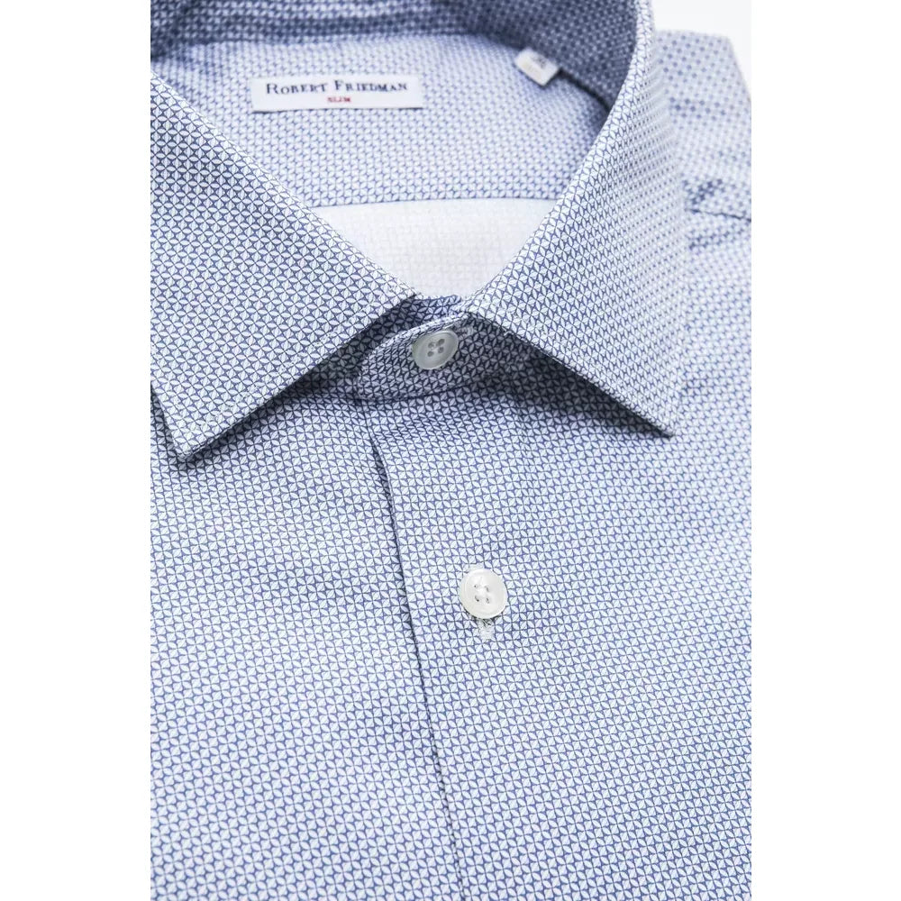 Robert Friedman Light Blue Cotton Men Shirt