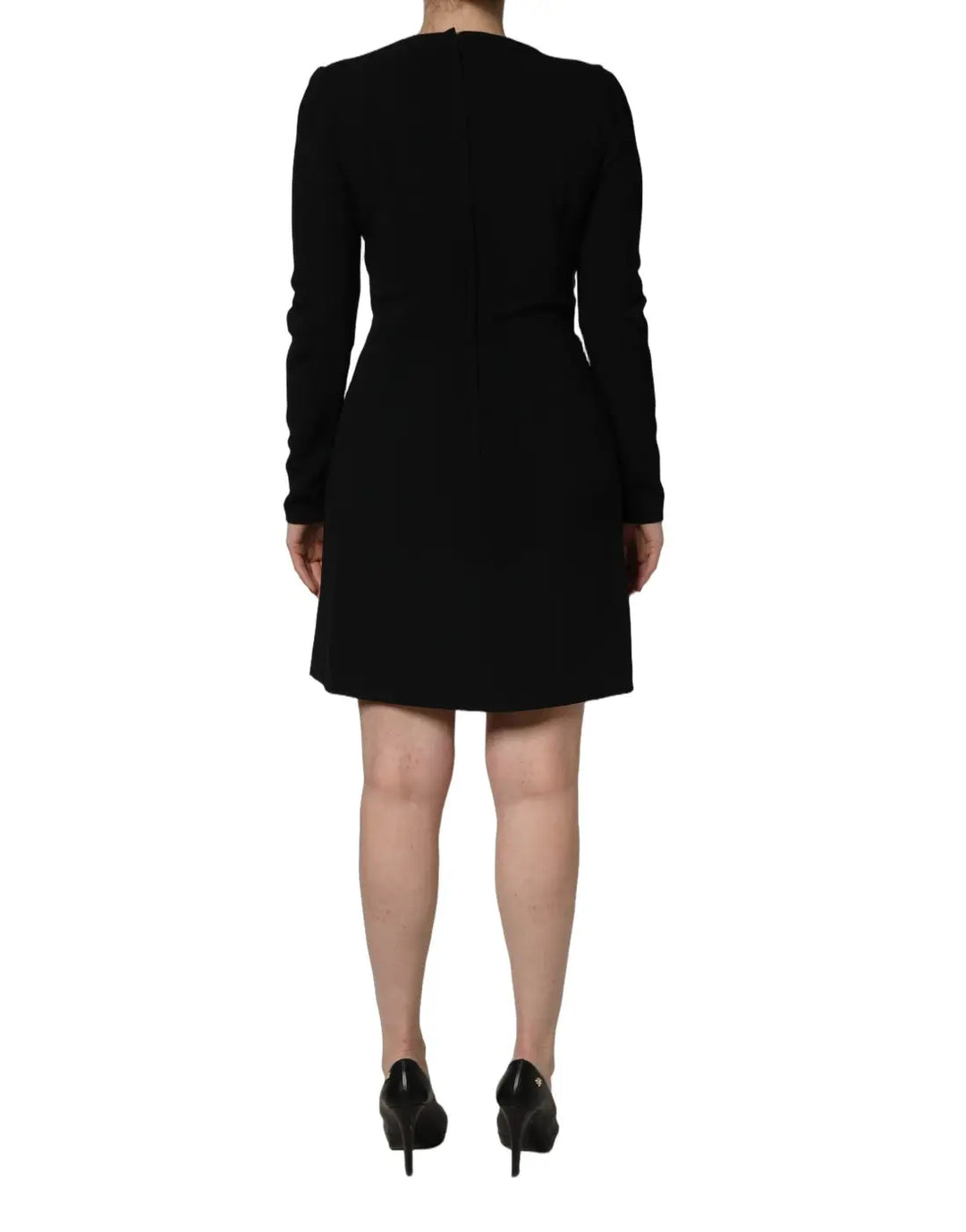 Roberto Cavalli Black Long Sleeves Scoop Neck Mini Dress
