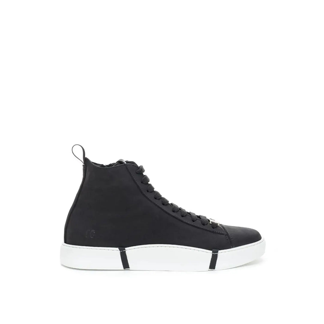 Roberto Cavalli Black Suede Leather High Top Sneakers