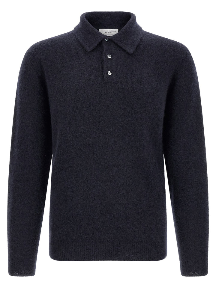 Roberto Collina Blue Cashmere Polo Shirt