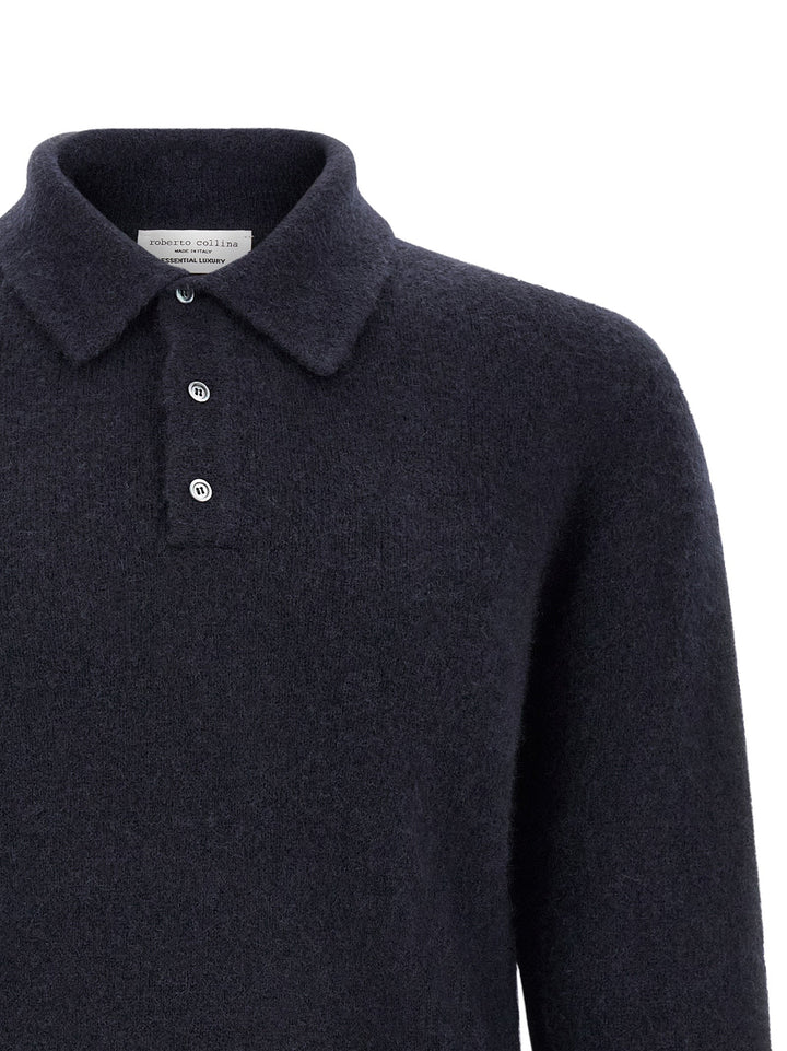 Roberto Collina Blue Cashmere Polo Shirt