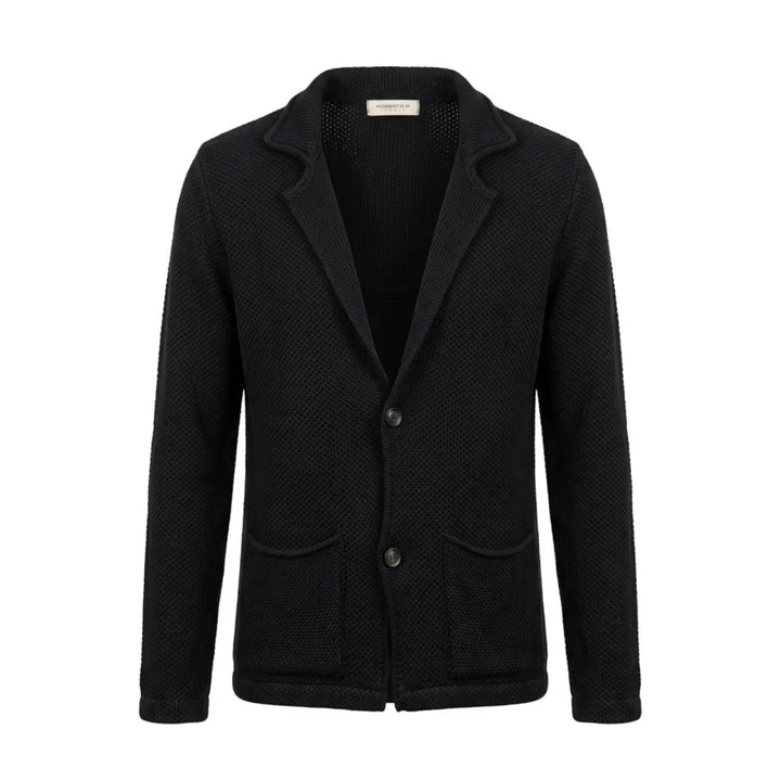 Roberto Pepe Luxury Black Wool Men’s Sweater