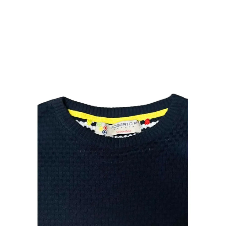 Roberto Pepe Luxury Blue Cotton Men’s Sweater