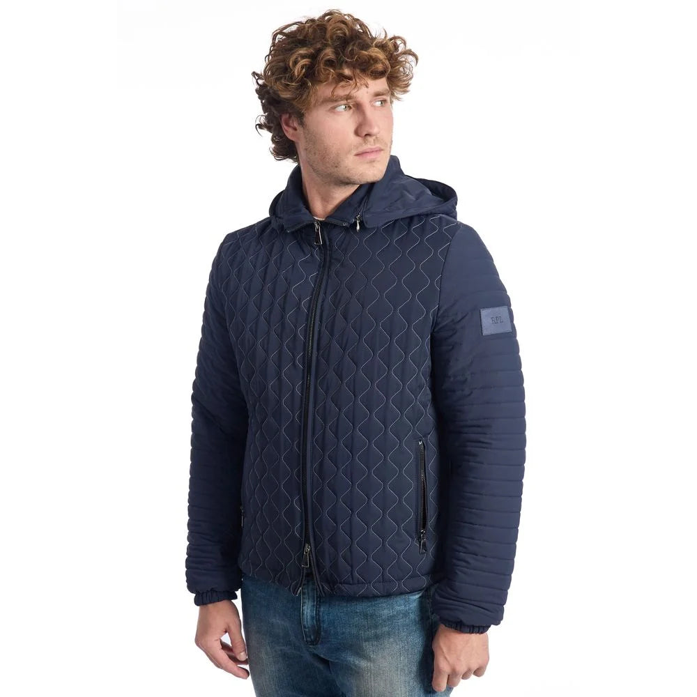 Roberto Pepe Luxury Blue Polyamide Men’s Quilted Jacket