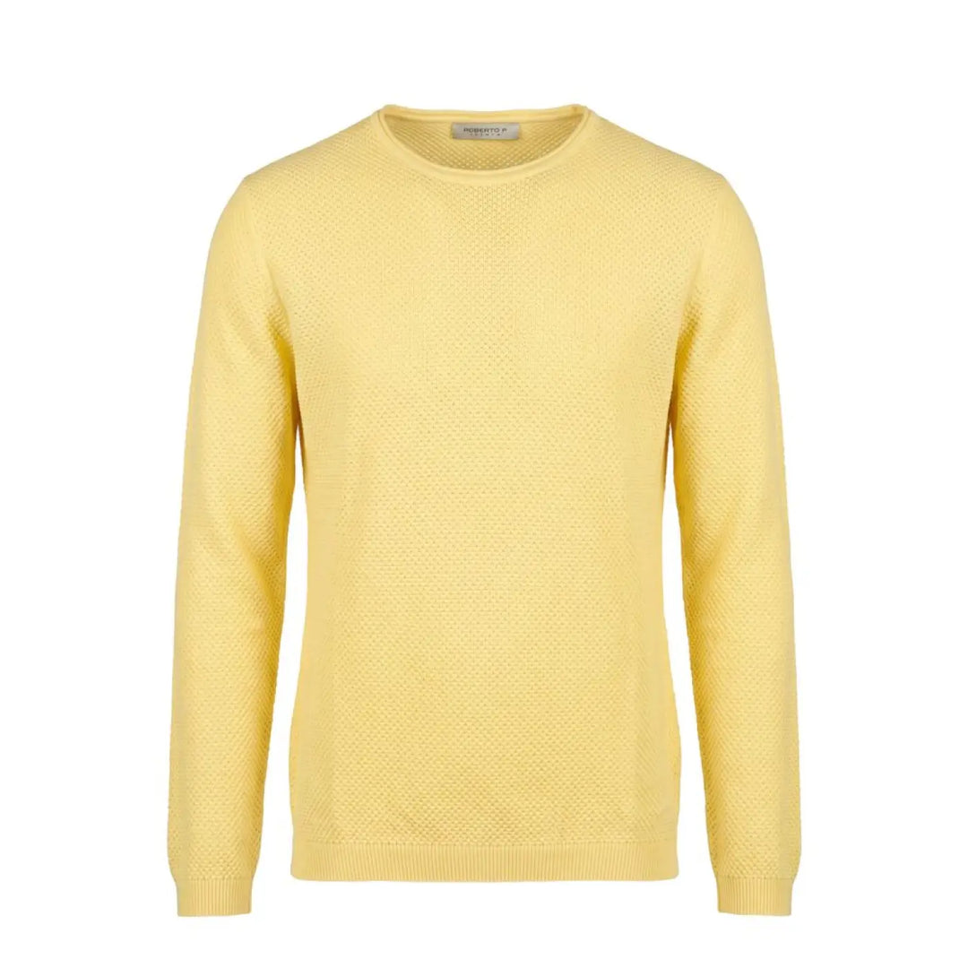 Roberto Pepe Luxury Yellow Cotton Men Sweater