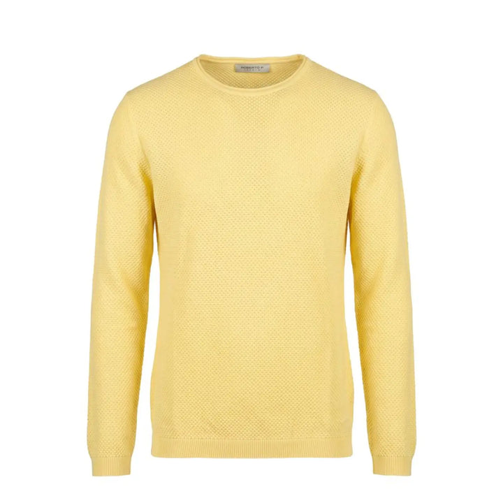 Roberto Pepe Luxury Yellow Cotton Men Sweater