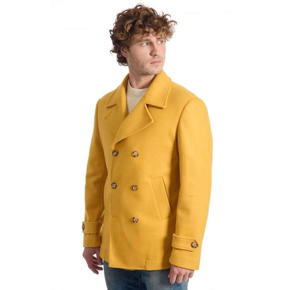 Roberto Pepe Luxury Yellow Wool Men’s Jacket