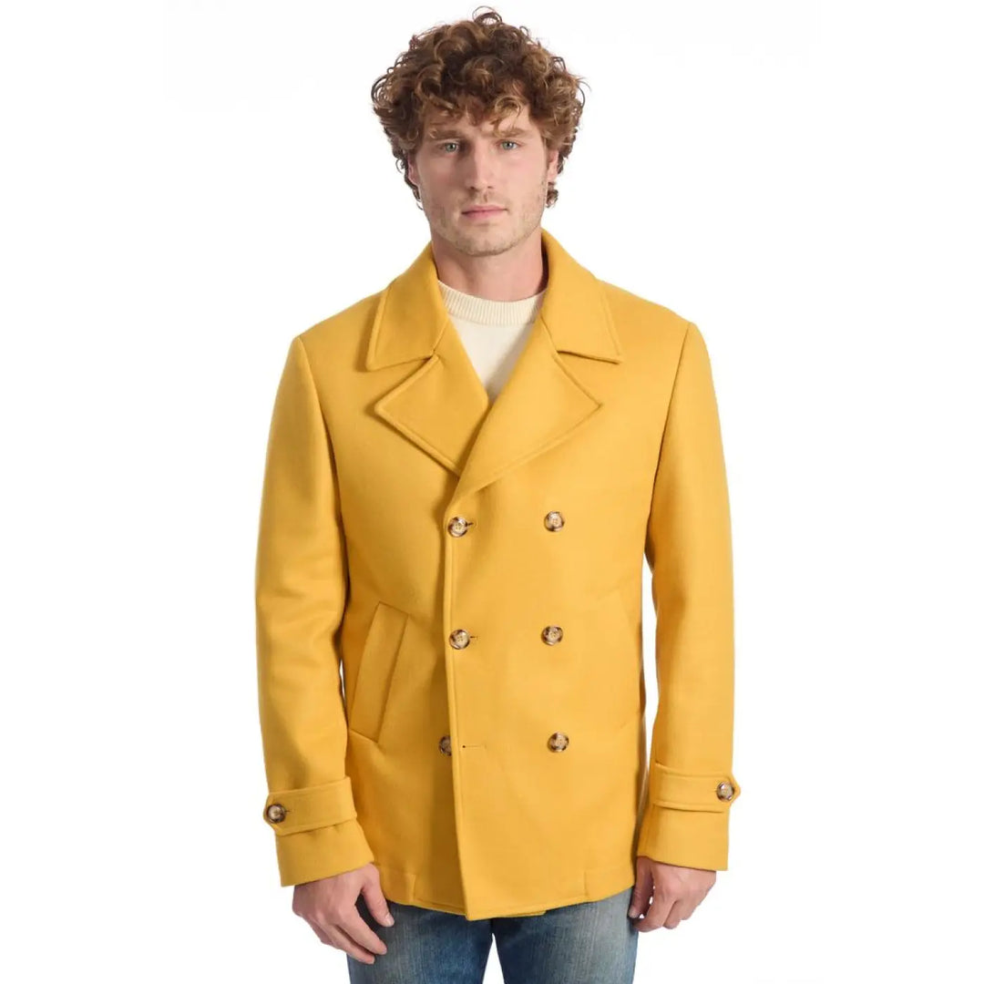 Roberto Pepe Luxury Yellow Wool Men’s Jacket