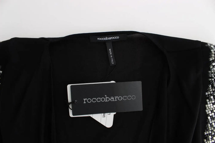 Roccobarocco Black Embellished Jersey Mini Sheath Short Dress women’s dress