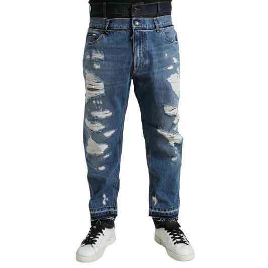Rock Street Style in Dolce Gabbana Skinny Tattered Denim Jeans &