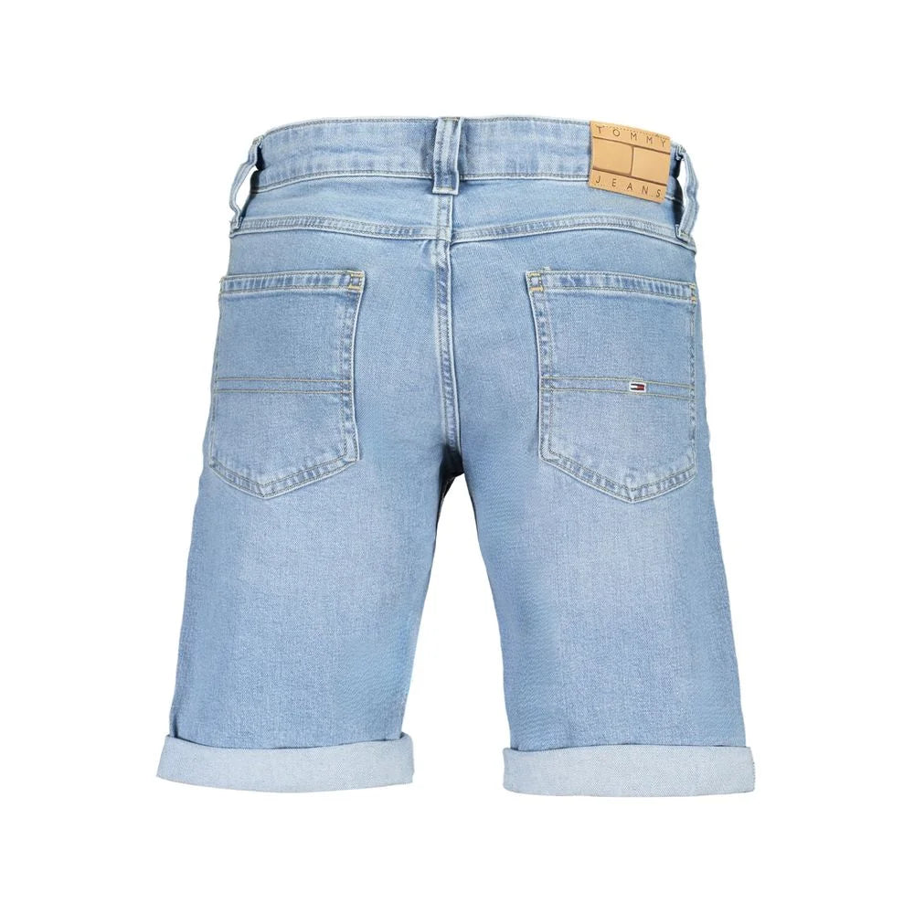Ronnie Short Jeans in Hilfiger Blue Cotton with Logo Embroidery Tommy