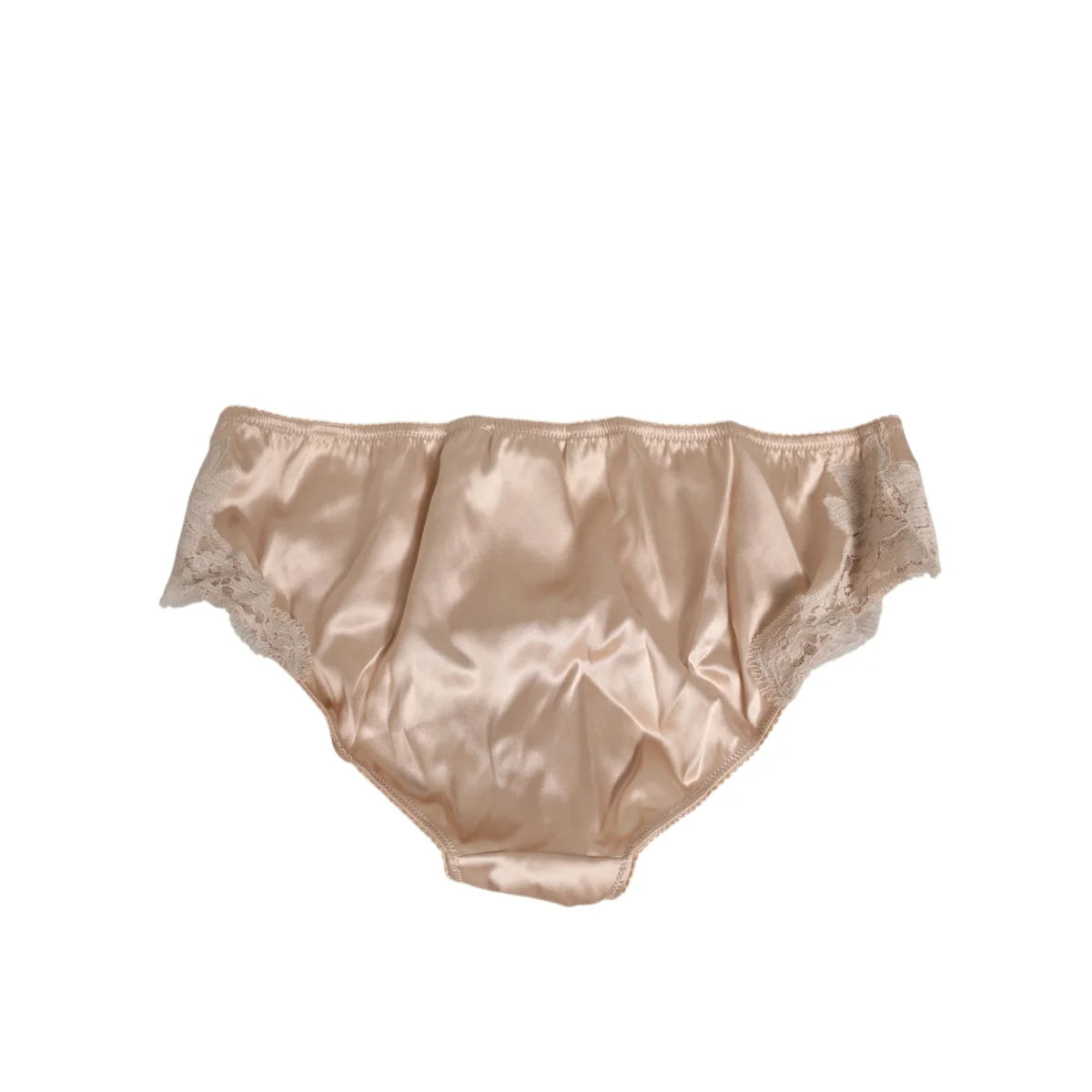 Rosy Beige Silk Satin Slip Panties with Lace Trim by Dolce & Gabbana
