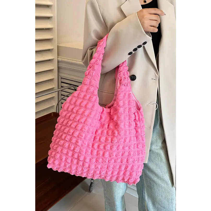 Trendsi Bags Shoulder bags - Glamorous Ruched Polyester Large Handbag Imported Product