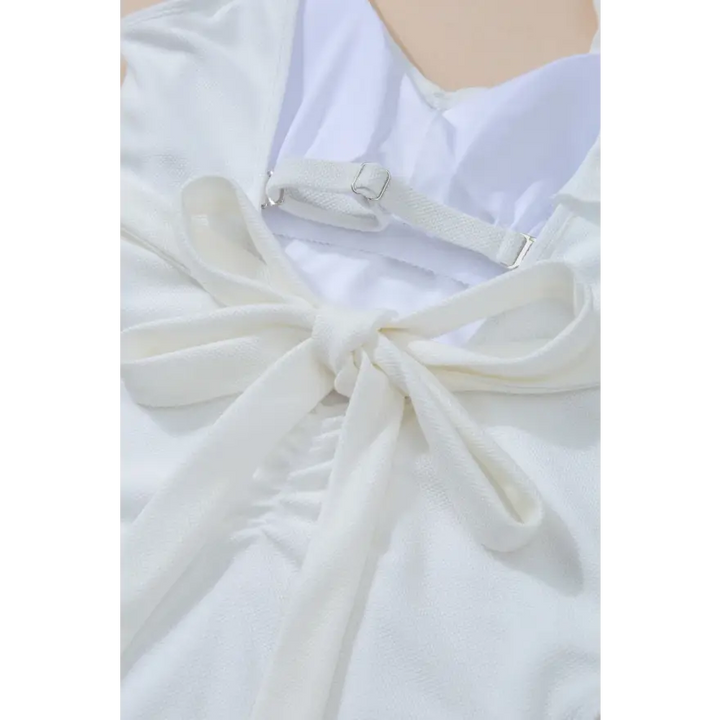 Ruffled V Neck Wide Strap One Piece Swimwear with Removable Padding Clothing Tops Trendsi