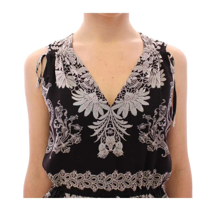 Sachin & Babi Black Silk Floral Dress with Exquisite Pattern