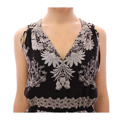 Sachin & Babi Black Silk Floral Dress with Exquisite Pattern