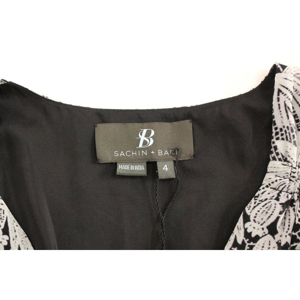 Sachin & Babi Black Silk Floral Dress with Exquisite Pattern