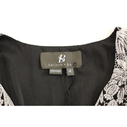 Sachin & Babi Black Silk Floral Dress with Exquisite Pattern
