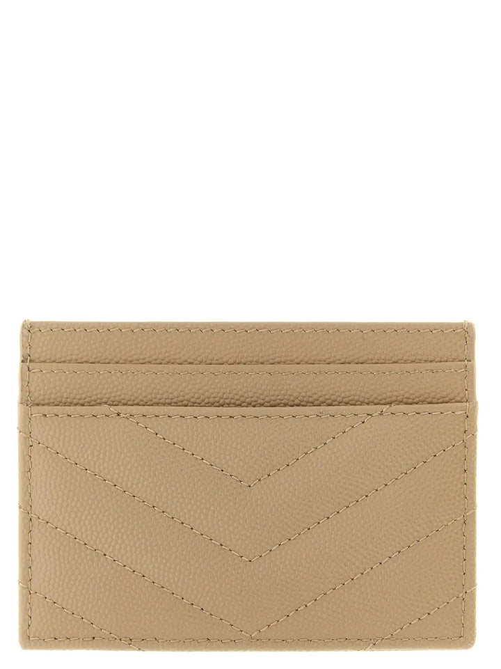 Saint Laurent Beige Calfskin Cardholder