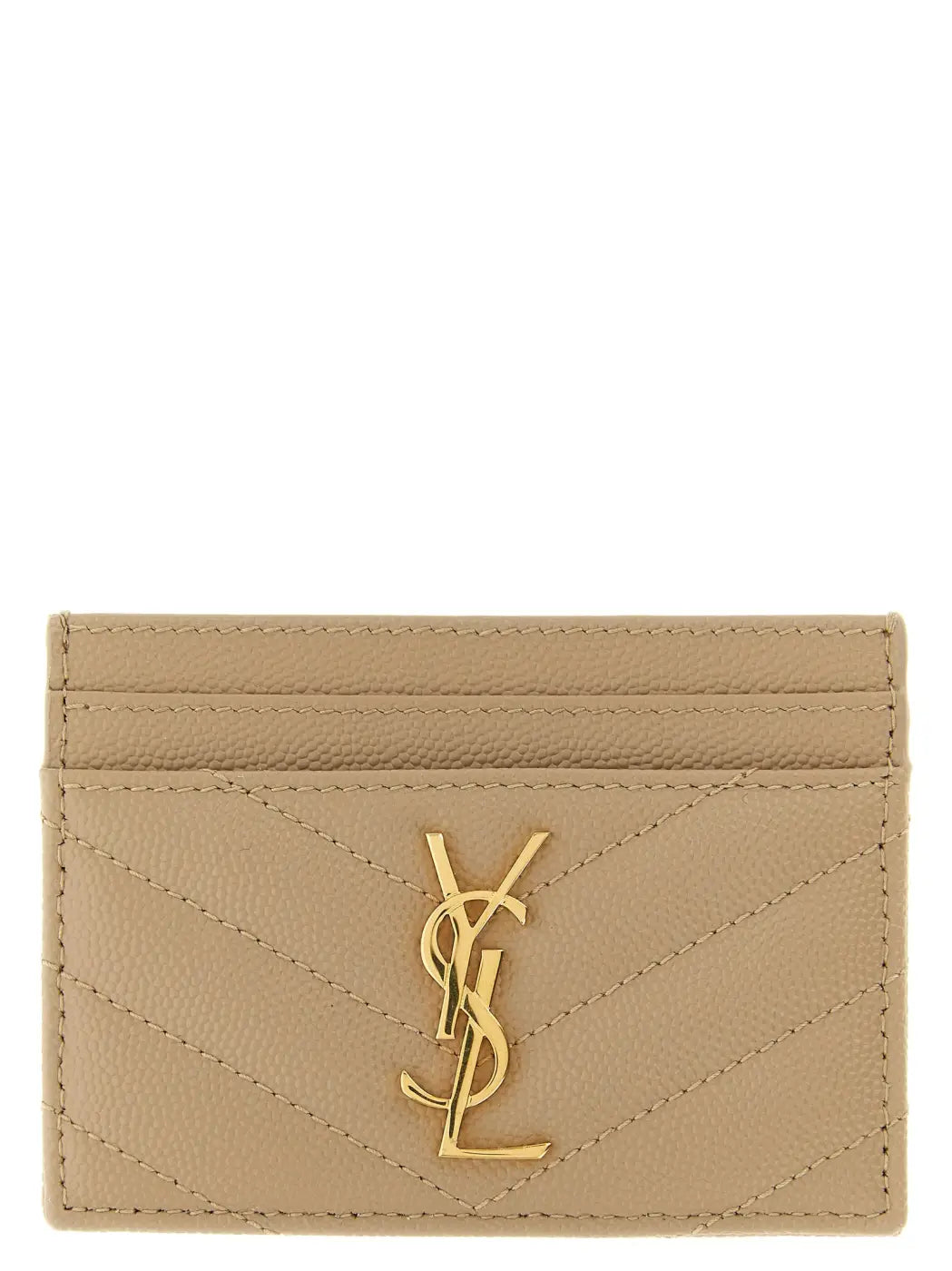 Saint Laurent Beige Calfskin Cardholder