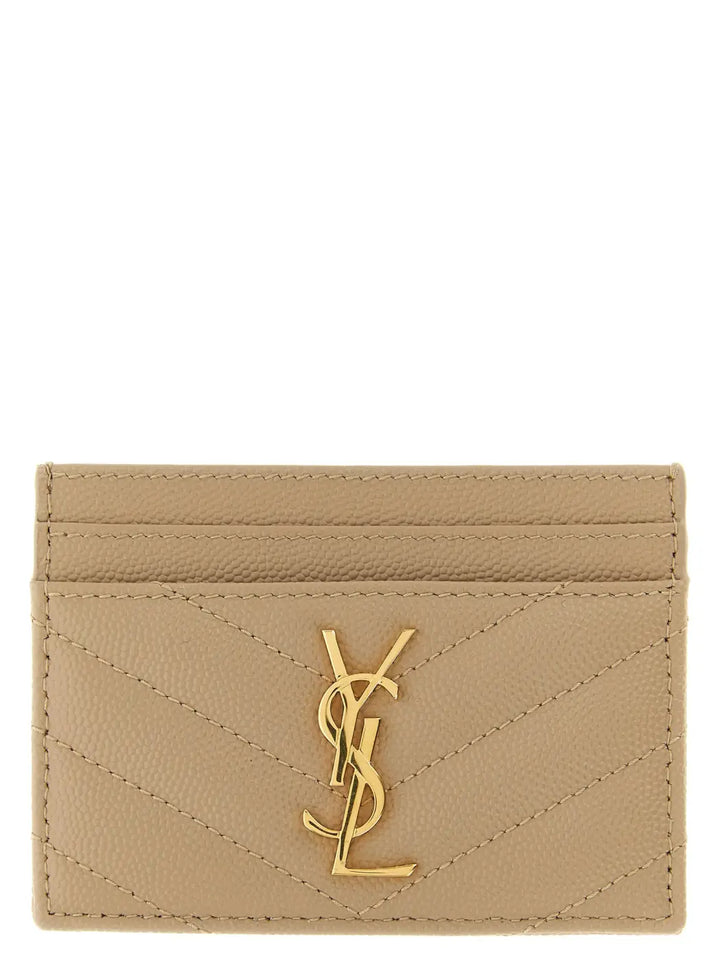 Saint Laurent Beige Calfskin Cardholder
