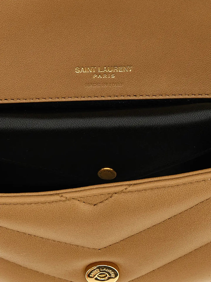 Saint Laurent Beige Lamb Leather Crossbody Bag
