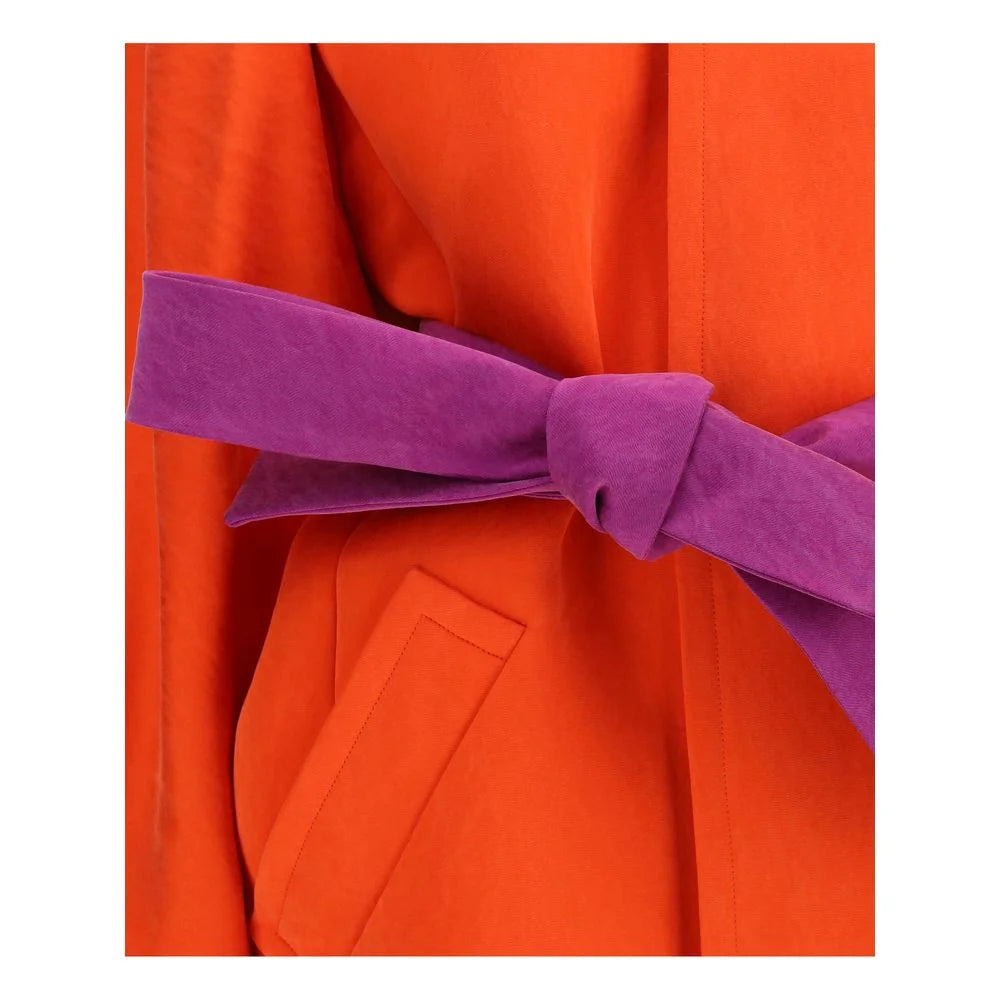 Saint Laurent Belted Stonewashed Silk Satin Coat with Luxe Sheen