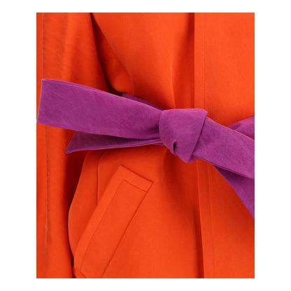 Saint Laurent Belted Stonewashed Silk Satin Coat with Luxe Sheen