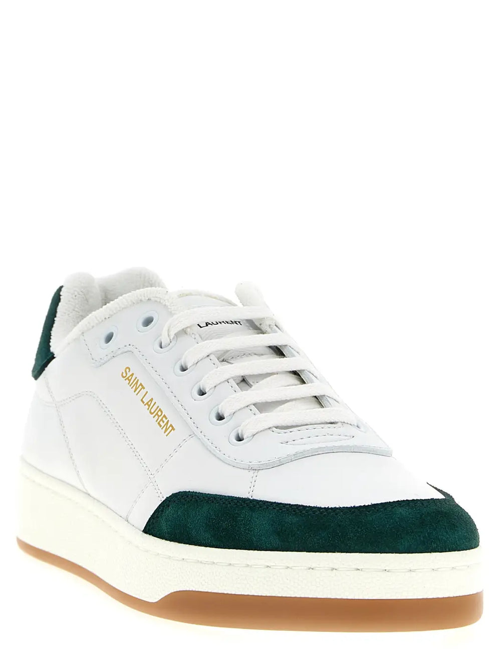 Saint Laurent Bicolor Calfskin Low Top Sneakers