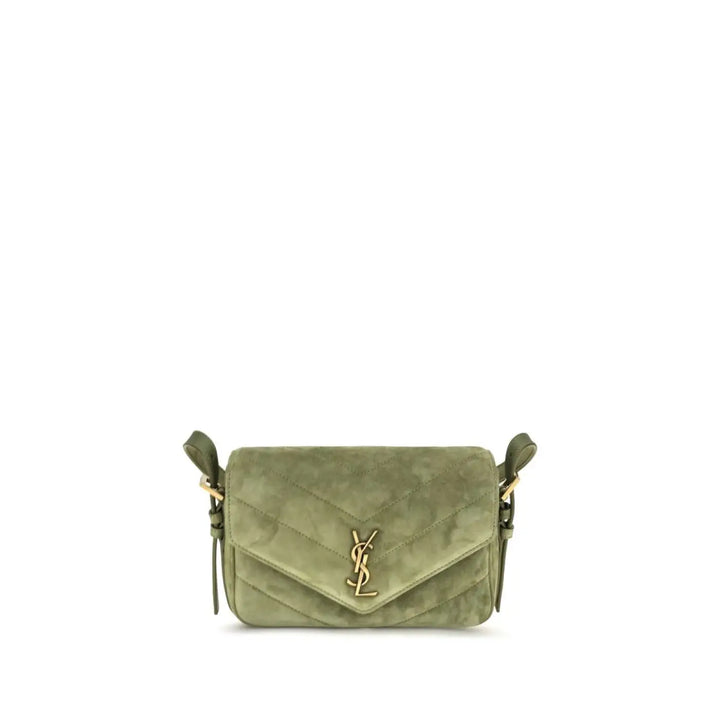 Saint Laurent Bicolor Suede Leather Shoulder Bag