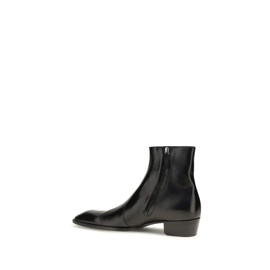 Saint Laurent Black Calf Leather Bos Taurus Ankle Boots