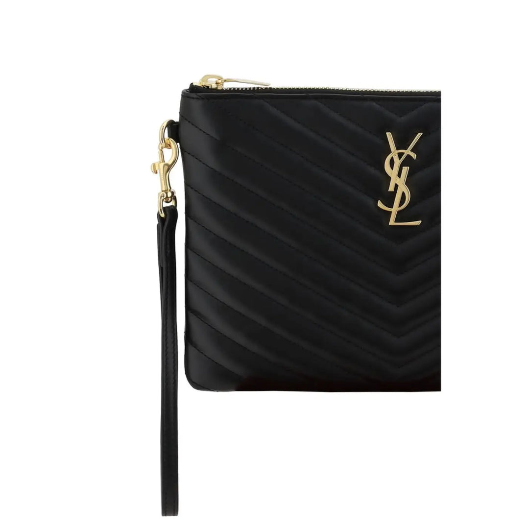 Saint Laurent Black Calf Leather Bos Taurus Clutch Bag