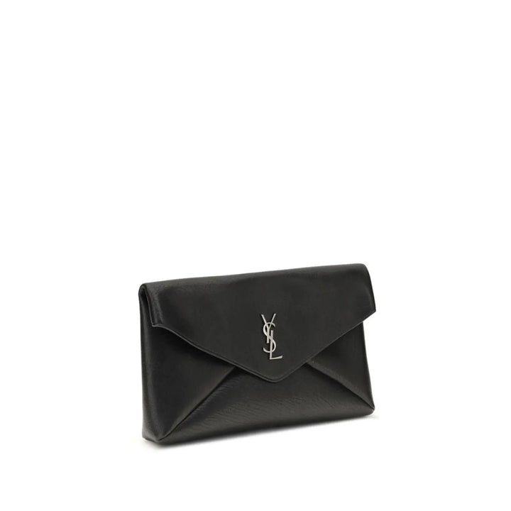 Saint Laurent Black Calf Leather Bos Taurus Clutch Bag