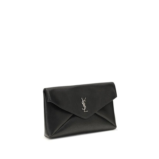Saint Laurent Black Calf Leather Bos Taurus Clutch Bag