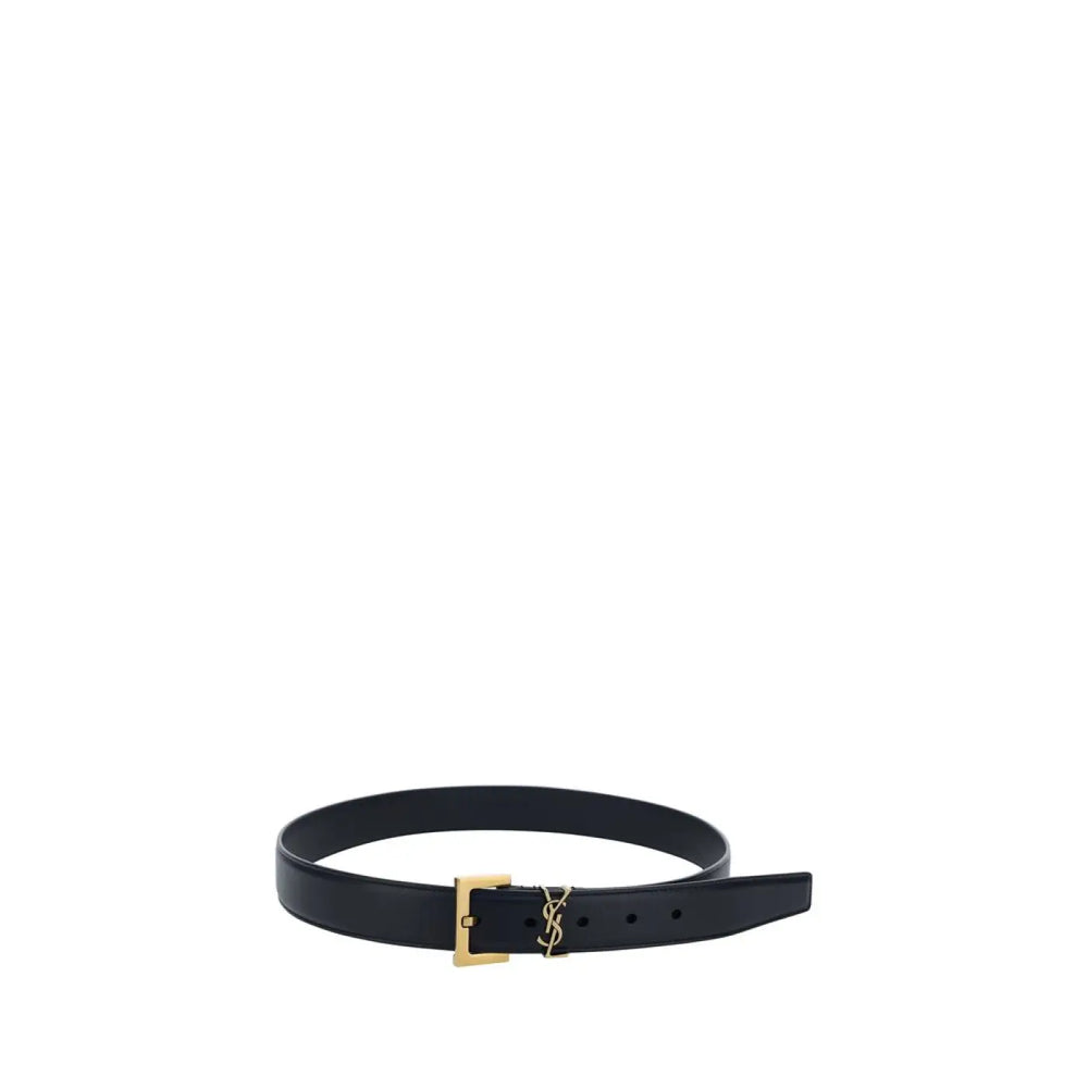 Saint Laurent Black Calf Leather Bos Taurus Regular Belt