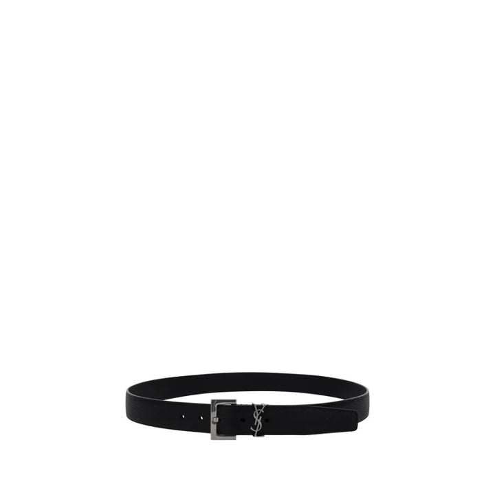 Saint Laurent Black Calf Leather Bos Taurus Regular Belt